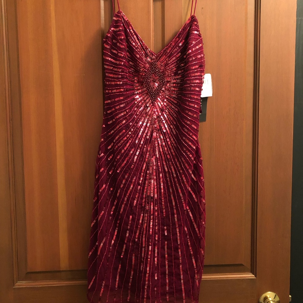 Aidan Mattox Sequin Beaded Cocktail Dress